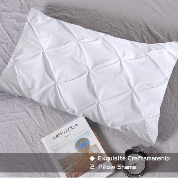 Queen 3 Pcs Pinch Pleated Duvet Cover with Zipper - Picture 3 of 9